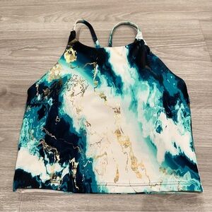 Old Navy active powersoft crop tank top gold marble Small